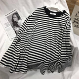 Classic Oversized Cotton Striped Long Sleeve Shirt