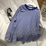 Classic Oversized Cotton Striped Long Sleeve Shirt