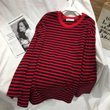 Classic Oversized Cotton Striped Long Sleeve Shirt