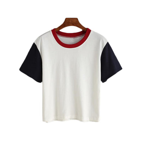 Womens Simple Crop Cotton Tee