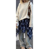 Baggy Plaid Womens Blouse