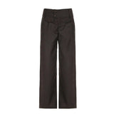 Vintage Pin Stripe Button-up Loose Casual Trousers