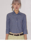 Cropped Women Korean Plaid Shirt