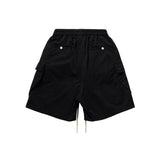 Multi-pocket Drawstring Black Cargo Shorts