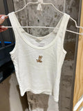 Little Duck Flower Embroidery Tank Top