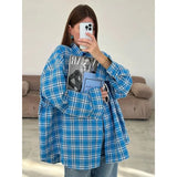 Baggy Plaid Womens Blouse