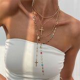 3Pcs Vermeil Unique Cross Rosary