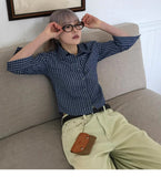 Cropped Women Korean Plaid Shirt