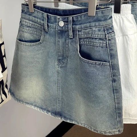 Asymmetrical Denim Skirt