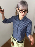 Cropped Women Korean Plaid Shirt