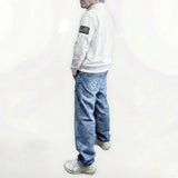 Jeffrey Epstein White Embroidered Quarterzip Pullover