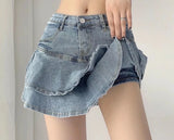 Double Layered Denim Skirt