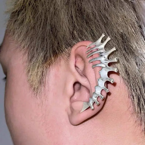 Silver Spine Bone Ear Clip