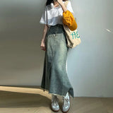 High Waist Maxi Denim Skirt