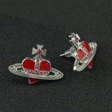 Saturn Heart Diamond Earrings