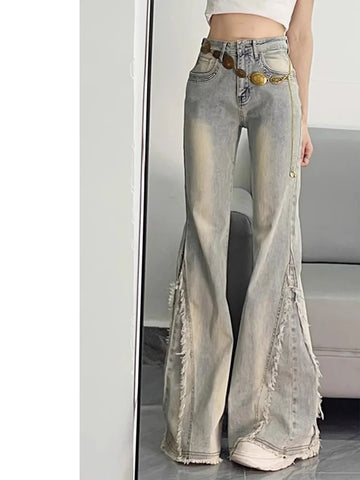 Vintage Frayed Flared Jeans