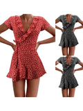 Floral Ruffles V-neck Mini Dress