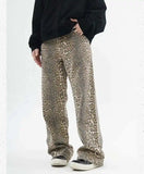 American Vintage Unisex Leopard Print Washed Jeans