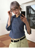 Cropped Women Korean Plaid Shirt