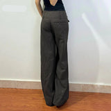 Vintage Pin Stripe Button-up Loose Casual Trousers