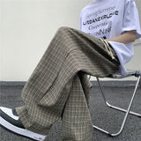 Wide Leg Plaid Trousers