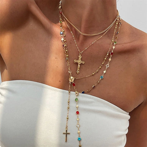 3Pcs Vermeil Unique Cross Rosary