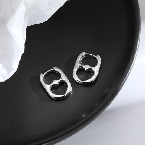 Stainless Steel Hollow Heart Hoop Earrings