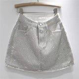 Diamond Studded Denim Skirt