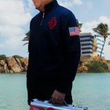 Jeffrey Epstein Embroidered 3/4 Zip Sweater