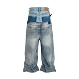 Double-layer Patchwork Baggy Jeans