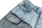 Double-layer Patchwork Baggy Jeans