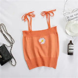 Embroidered Daisy Cami Tops