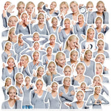 10/30/50pcs Blond Hair Lady Stickers
