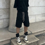 Multi-pocket Drawstring Black Cargo Shorts