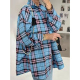 Baggy Plaid Womens Blouse