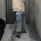 Double-layer Patchwork Baggy Jeans