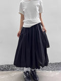 Elastic Waist Puffy Long Skirt
