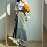 High Waist Maxi Denim Skirt