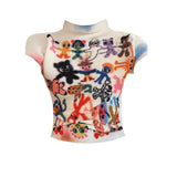 Gold Fish Waffled Crop Top