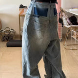 Double-layer Patchwork Baggy Jeans