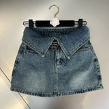 Retro Denim Fold Out Mini Skirt