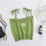 Embroidered Daisy Cami Tops