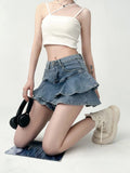Double Layered Denim Skirt