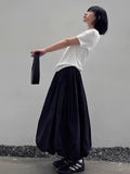 Elastic Waist Puffy Long Skirt