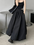 Elastic Waist Puffy Long Skirt