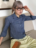 Cropped Women Korean Plaid Shirt