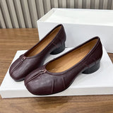 Leather Split Toe Pumps