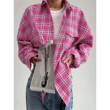 Baggy Plaid Womens Blouse
