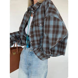 Baggy Plaid Womens Blouse
