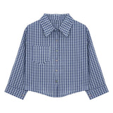 Cropped Women Korean Plaid Shirt